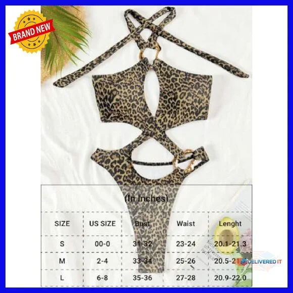 Sexy Halter Monokini Swimsuit with Removable Pads, Thong Back